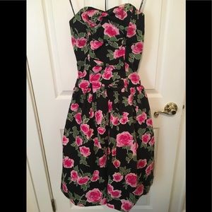 Strapless floral party dress